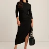 Outlet Anne Klein Asymmetrical Hem Ruched Midi Anne Black