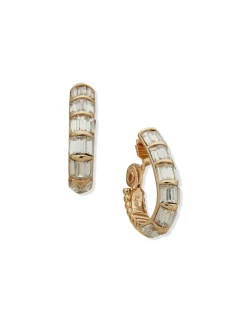 Clearance Anne Klein Baguette Stone 31MM Crystal Clip Earrings