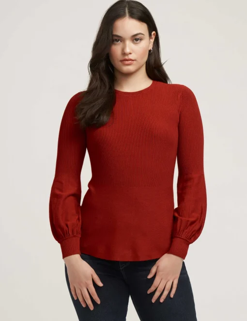 Store Anne Klein Balloon Sleeve Sweater- Sale Titian Red