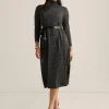 Cheap Anne Klein Belted Mock Neck Midi Dress Mid Heathr Gry Mlt