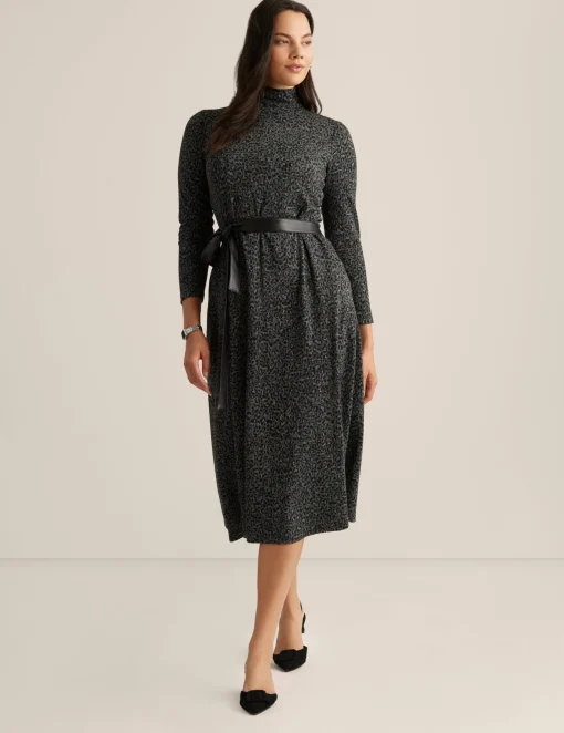Cheap Anne Klein Belted Mock Neck Midi Dress Mid Heathr Gry Mlt