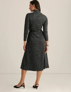 Cheap Anne Klein Belted Mock Neck Midi Dress Mid Heathr Gry Mlt