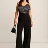 Fashion Anne Klein Bow Bodice Straight Leg Jumpsuit Anne Black/Gunmetal