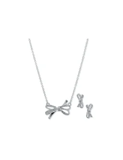 Flash Sale Anne Klein Bow Necklace And Earring Set In Pouch