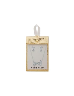 Flash Sale Anne Klein Bow Necklace And Earring Set In Pouch