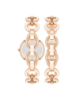 Fashion Anne Klein Boyfriend Circular Link Bracelet Watch Set- Sale Blush Pink/ Rose Gold Tone