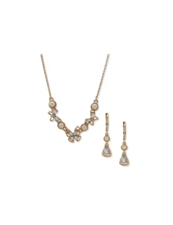 Outlet Anne Klein Butterfly Frontal Crystal Necklace And Earring Set