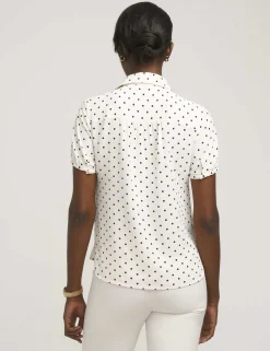 Best Anne Klein Button Down Blouse With Cap Sleeve Anne White/Anne Black