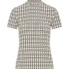 Store Anne Klein Chainlink Mock Neck Knit Top Anne White/Anne Blk