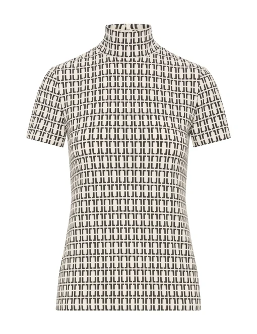 Store Anne Klein Chainlink Mock Neck Knit Top Anne White/Anne Blk