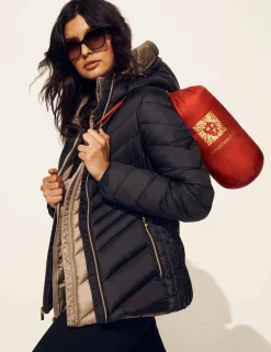 Fashion Anne Klein Chevron Packable Puffer Jacket