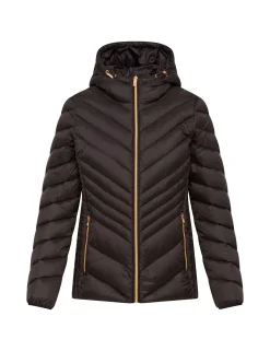 Fashion Anne Klein Chevron Packable Puffer Jacket