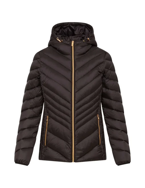 Fashion Anne Klein Chevron Packable Puffer Jacket