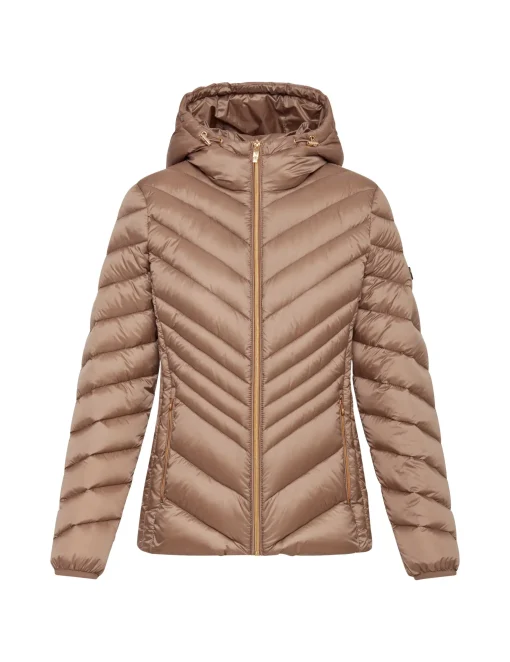 Fashion Anne Klein Chevron Packable Puffer Jacket