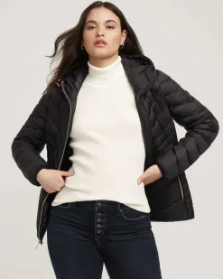 Fashion Anne Klein Chevron Packable Puffer Jacket