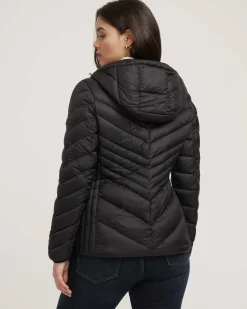 Fashion Anne Klein Chevron Packable Puffer Jacket