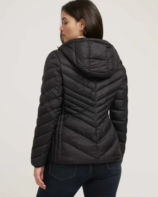 Fashion Anne Klein Chevron Packable Puffer Jacket