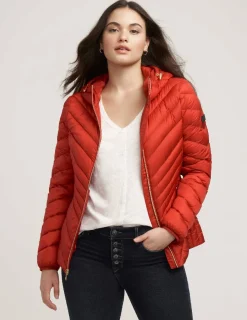Fashion Anne Klein Chevron Packable Puffer Jacket