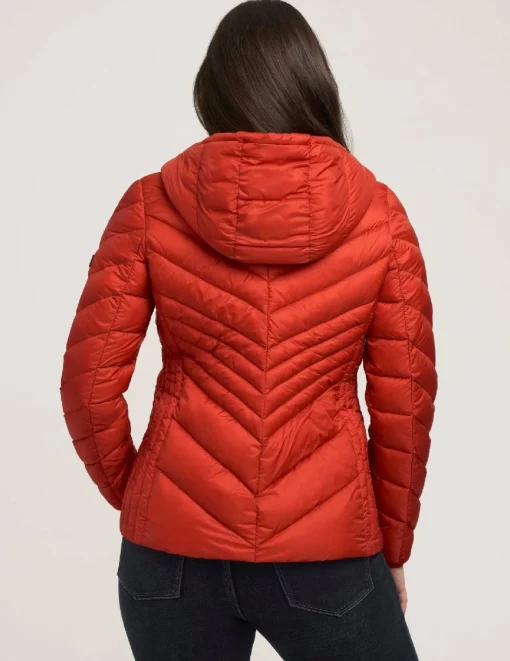Fashion Anne Klein Chevron Packable Puffer Jacket