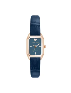 Fashion Anne Klein Consider It Octagonal Leather Band Watch