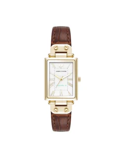 Online Anne Klein Consider It Rectangular Case Leather Watch