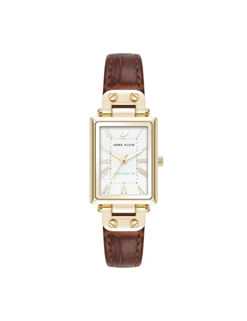 Online Anne Klein Consider It Rectangular Case Leather Watch