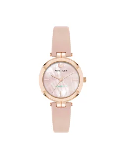 Flash Sale Anne Klein Consider It Round Leather Band Watch