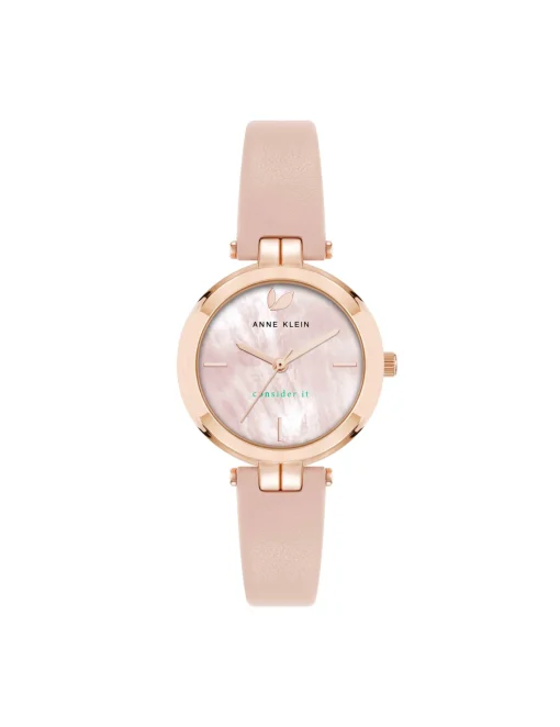 Flash Sale Anne Klein Consider It Round Leather Band Watch