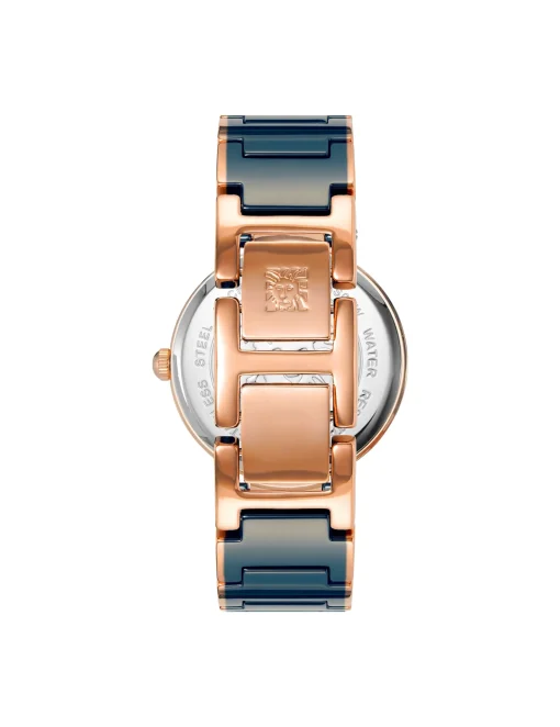 Hot Anne Klein Consider It Solar Powered Ceramic Watch Navy/Rose Gold-Tone