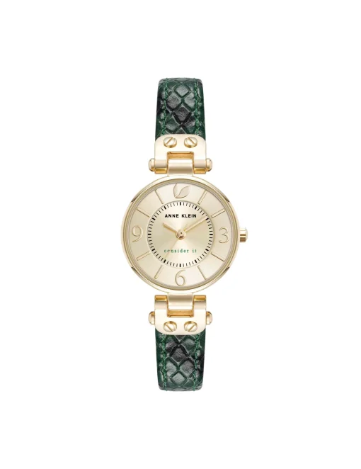 Cheap Anne Klein Consider It Sustainable Leather Strap Watch