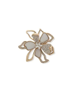 Store Anne Klein Crystal & Mother Of Pearl Flower Brooch