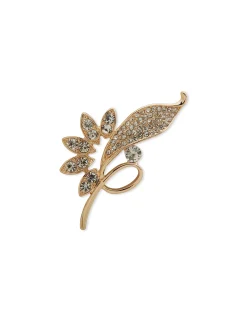 Hot Anne Klein Crystal Leaf Pin In Gift Box
