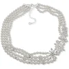 Shop Anne Klein Crystal Snowflake And Faux Pearl Multirow Statement Necklace