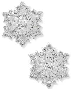 Shop Anne Klein Crystal Snowflake Button Earrings