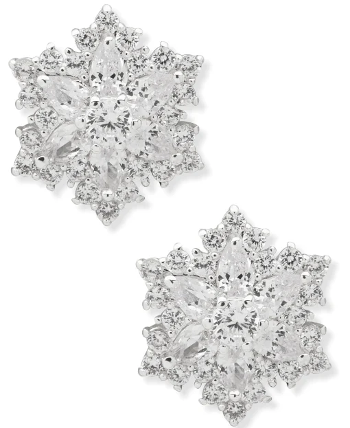 Shop Anne Klein Crystal Snowflake Button Earrings