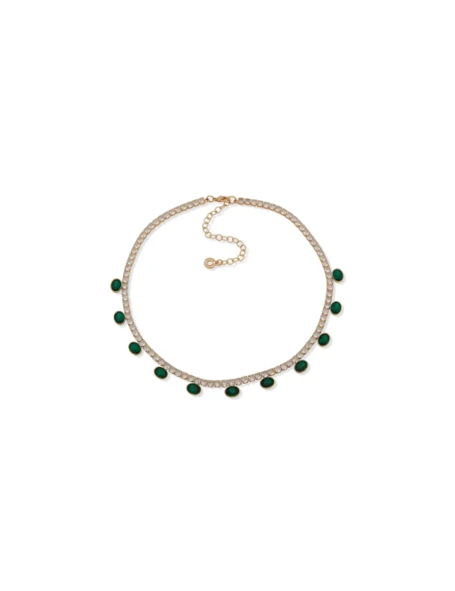 Shop Anne Klein Cup Chain Necklace With Emerald Stones