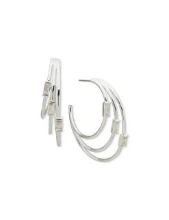 Store Anne Klein CZ 3 Row Hoop Earrings