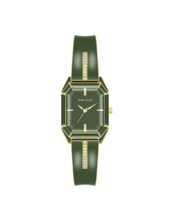 Shop Anne Klein Elegant Bangle Bracelet Watch Green/ Gold Tone