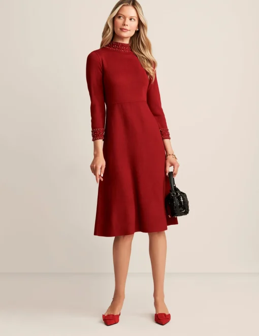 Store Anne Klein Embellished Mock Neck Dress