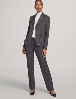 Discount Anne Klein Executive Collection Pinstripe Two Button Jacket With Pant And Skirt Charcoal/Bright White