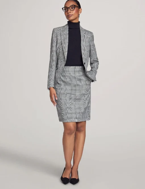 Clearance Anne Klein Executive Collection Plaid Jacket With Skirt Anne Black/Bright Whit