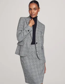 Clearance Anne Klein Executive Collection Plaid Jacket With Skirt Anne Black/Bright Whit