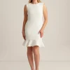 Best Anne Klein Extended Shoulder Ruffle Hem Dress Anne White