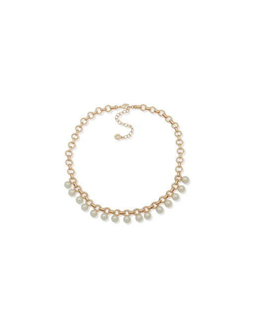 Sale Anne Klein Faux Pearl Rolo Chain Necklace