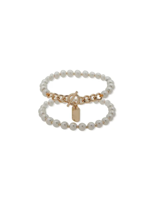 Cheap Anne Klein Faux Pearl Stretch Bracelet Set