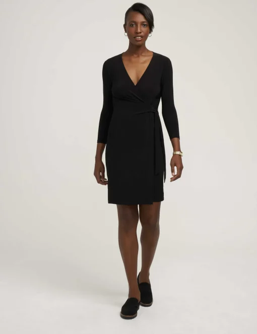 New Anne Klein Faux Wrap Dress Anne Black