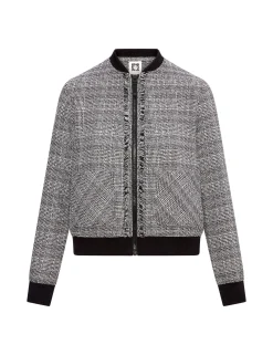 Sale Anne Klein Fringe Plaid Bomber Jacket- Sale Anne Black/Anne White