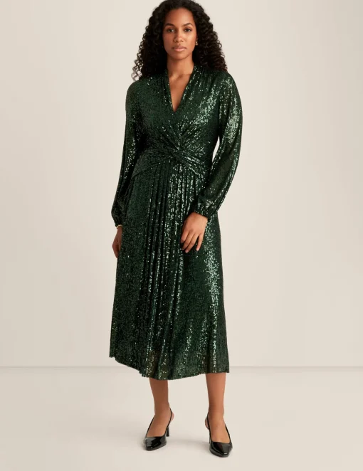 Store Anne Klein Front Twist Midi Dress Pine Forest