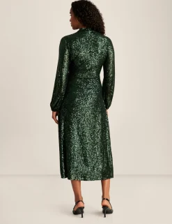 Store Anne Klein Front Twist Midi Dress Pine Forest