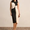 Cheap Anne Klein High Neck Color Block Dress Anne Black/Pink Tint